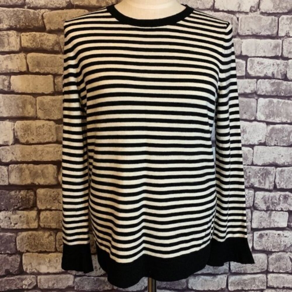 Talbots Black & White Striped Sweater Size M